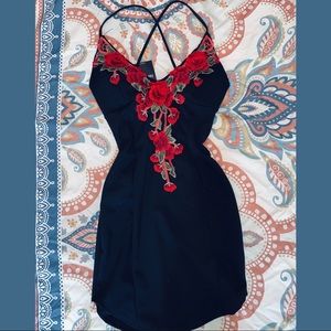 Forever 21 rose embroidered party dress